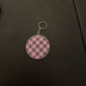 Pink Plaid Keychain